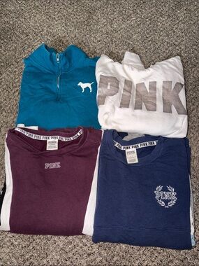 PINK Victoria's Secret Teal, White, Burgundy & Navy Kids Sweatshirts (4)